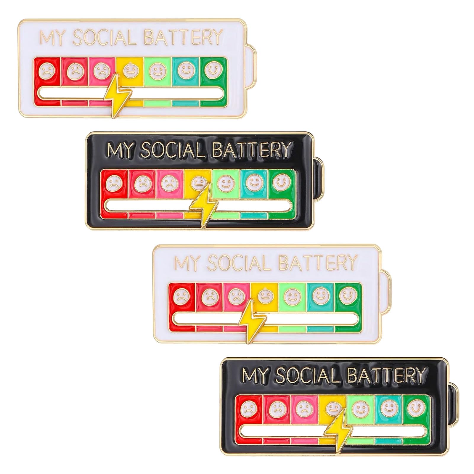 4Pcs Social Battery Pin,My Social Battery Badage,Social Battery Badge for 7 Days Mood,Cute Pins,My Social Battery Badge Allow You to Silently Indicate Your Mood