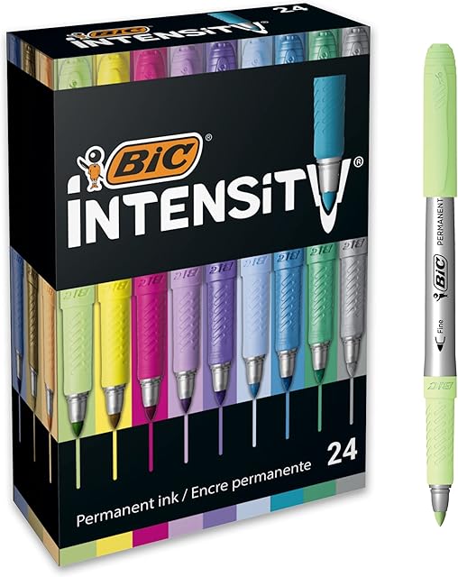 Bic Marking Permanent Markers - Assorted Intense/Pastel/Metallic Colours, Box of 24 , Assorted Colours, 992731