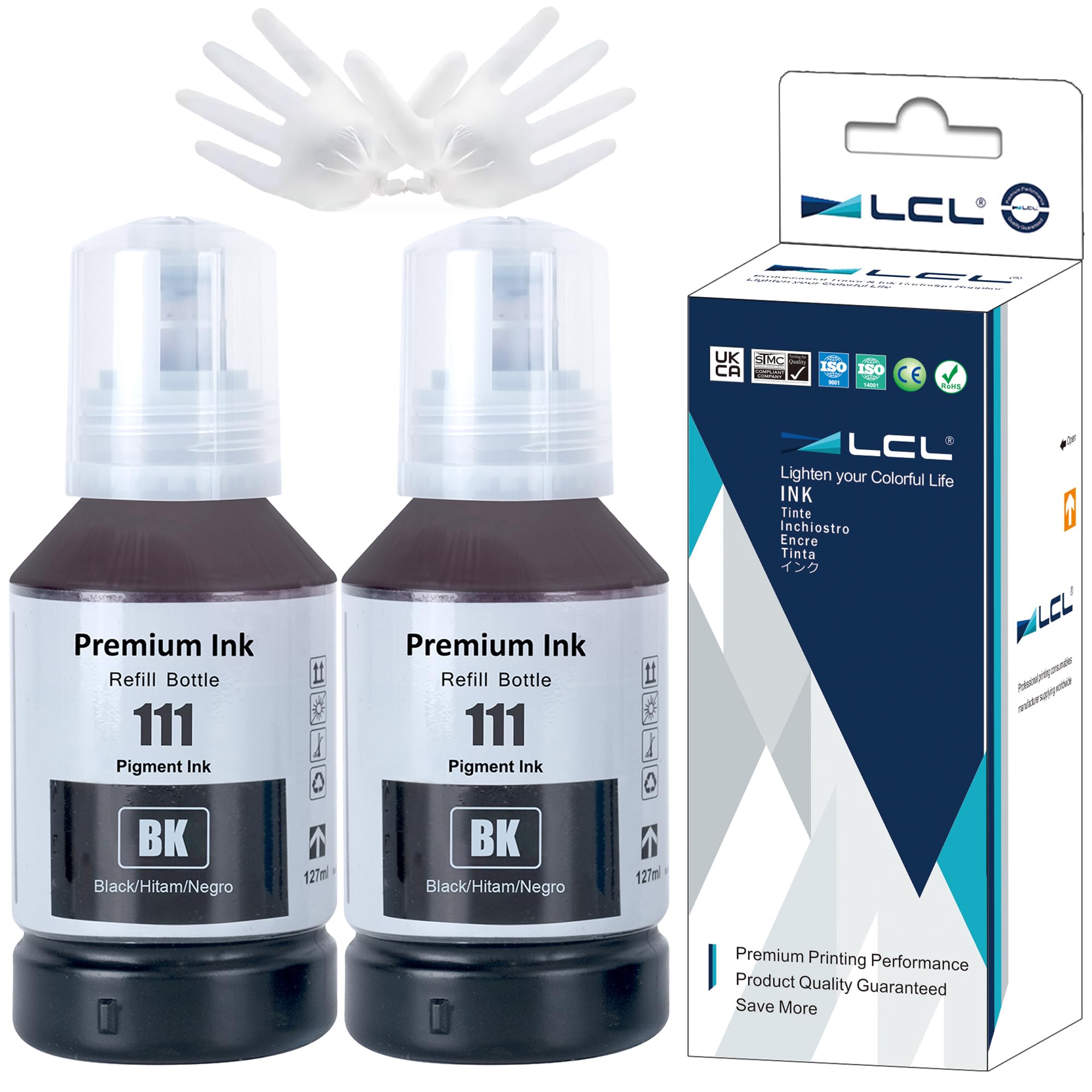 LCL 111 Inchiostro Compatible Con Epson 111 Nero Flacone Di Inchiostro Compatible Con Epson ET-M1100 ET-M1120 ET-M1140 ET-M1170 ET-M1180 ET-M2120 ET-M2140 ET-M2170 ET-M3140 ET-M3170 ETM3180(2-Pack