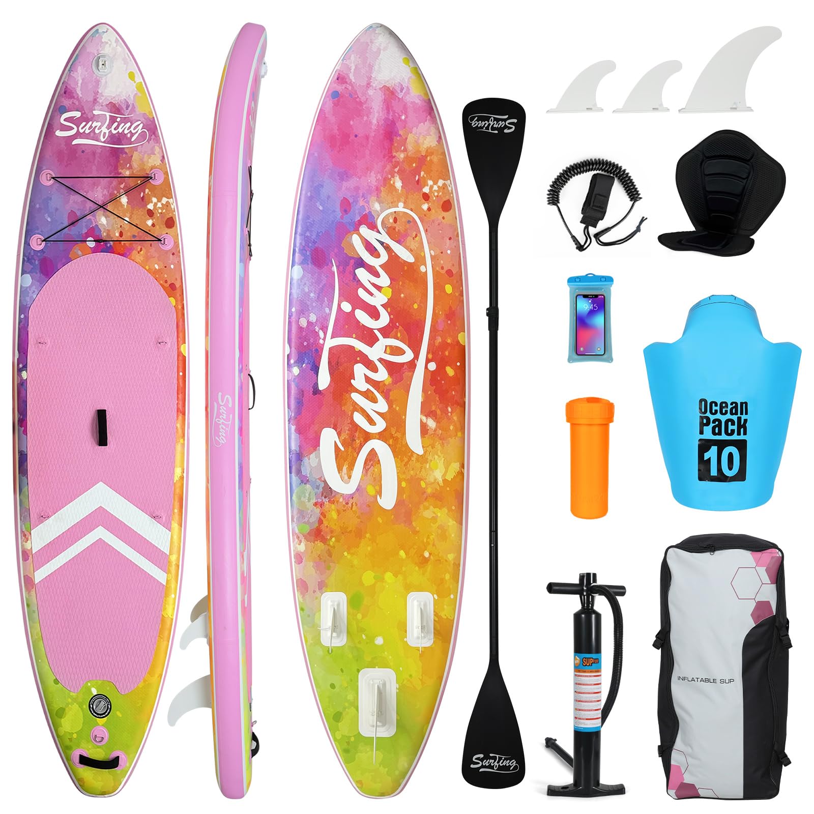 ZealWe Stand Up Paddling Board, 335cm SUP Board Aufblasbar für 2 Personen/Familien, Mit Sitz & Allem Zubehör, Doppelpaddel, für Wassersport und Paddling, Standup Paddle Board for Adults & Einsteiger