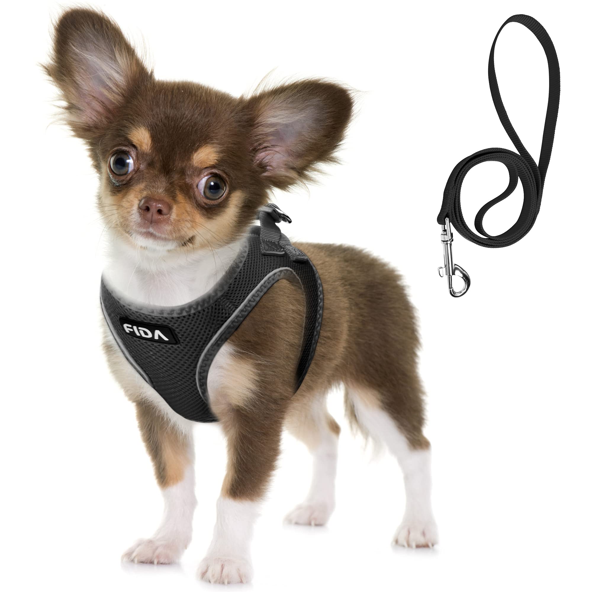 Fida Comfy Dog Harness with Leash, Soft Puppy Vest Escape Proof, Breathable Lightweight Soft Mesh, Adjustable Reflective Step-in Harness for Cat &
