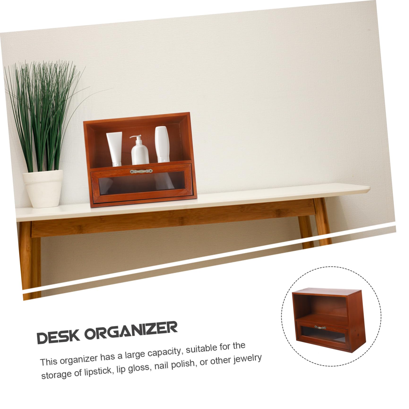 PATKAW Organizer Vintage e Fondo Stabile Superficie Liscia in Legno Coperchio, Grande Capacità Scatola Portaoggetti a Cassetti da Tavolo per Cucina o Scrivania