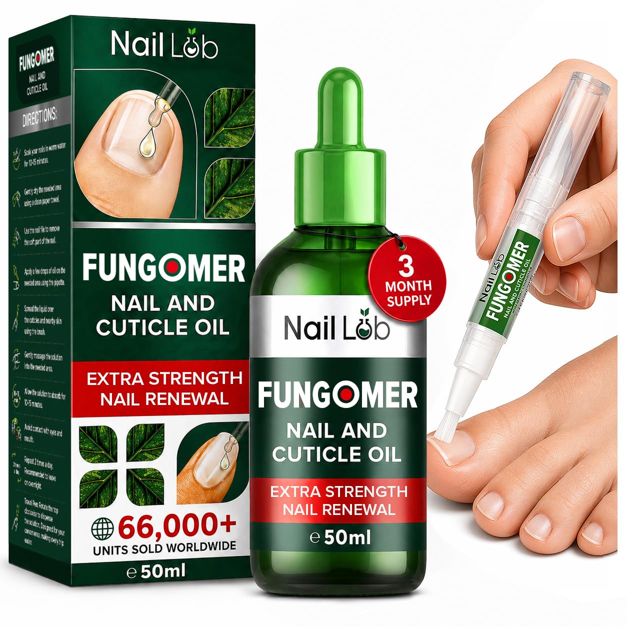 NAIL LAB Premium Nail Oil Pen with Tea Tree Oil - Daily Nail & Cuticle Care for Fingernails & Toenails 1.65 Fl Oz (Pack of 1)