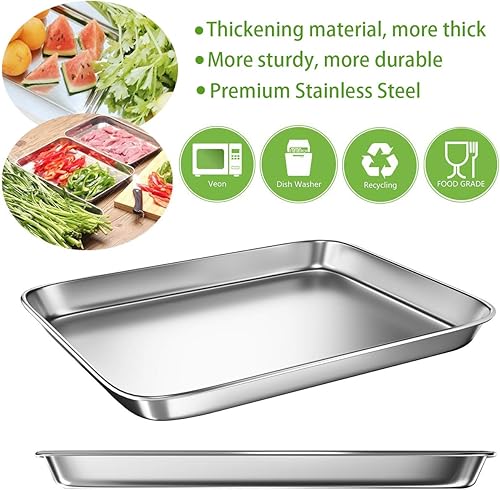 Miniatura 5 de Bandeja para hornear con rejilla de alambre, bandeja de horno tostadora de acero inoxidable, 12 x 9 x 1 pulgadas