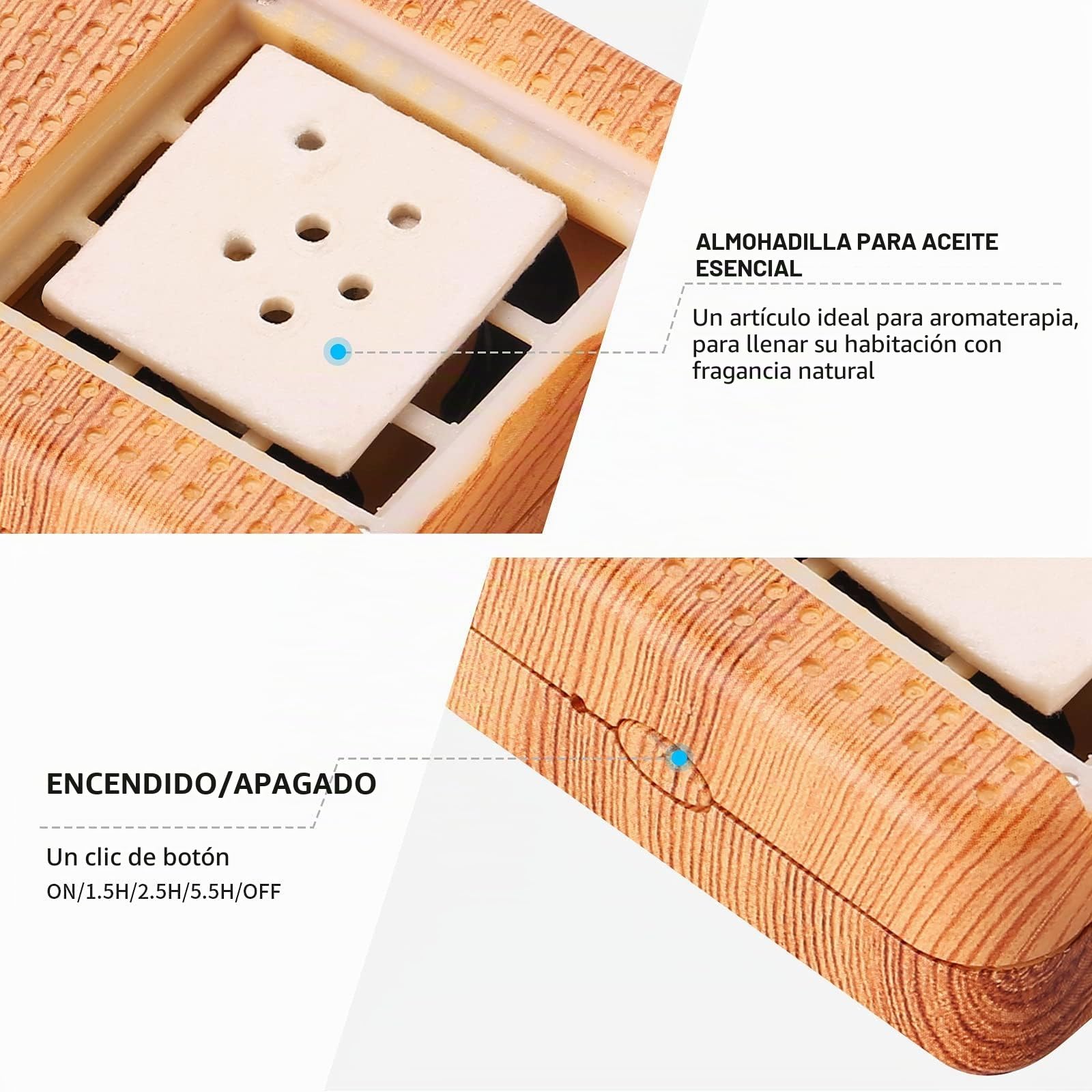 weljoy Difusor portátil de grano de madera para aceites esenciales, para coche o viaje, olor fresco,tamaño mini, silencioso, sin agua, batería recargable o USB, Wood Grain,1.00[set de ]