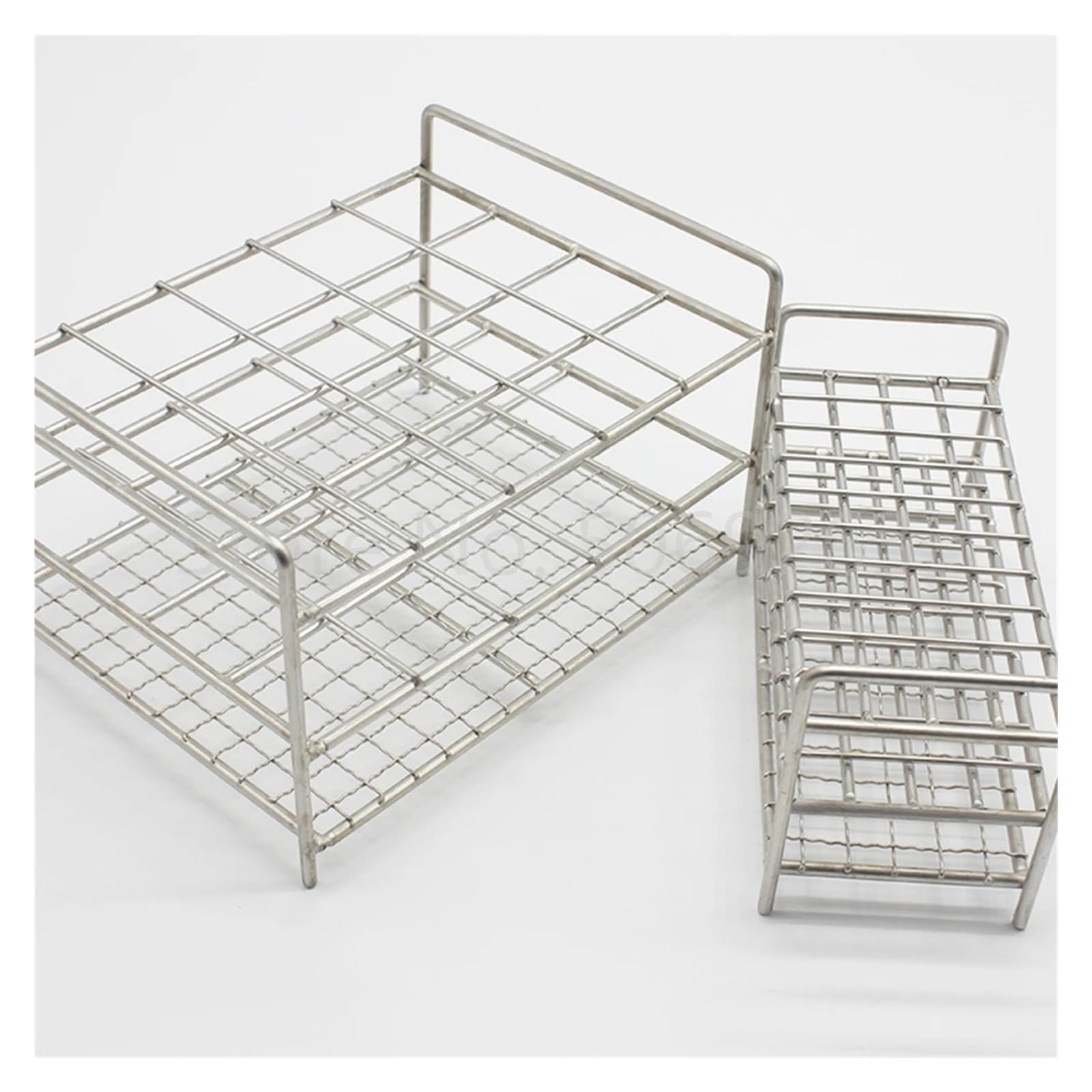 Estante de tubos de ensayo de acero inoxidable, organizador de tubos de laboratorio de 40 agujeros para tubos de 26 mm, adecuado para tubos de varios diámetros