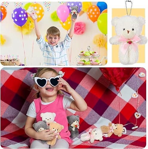 Miniatura 6 de Civaner 24 piezas de juguetes de peluche para el día de San Valentín, pequeño colgante de perro, oso para bricolaje, llavero, cumpleaños, boda,