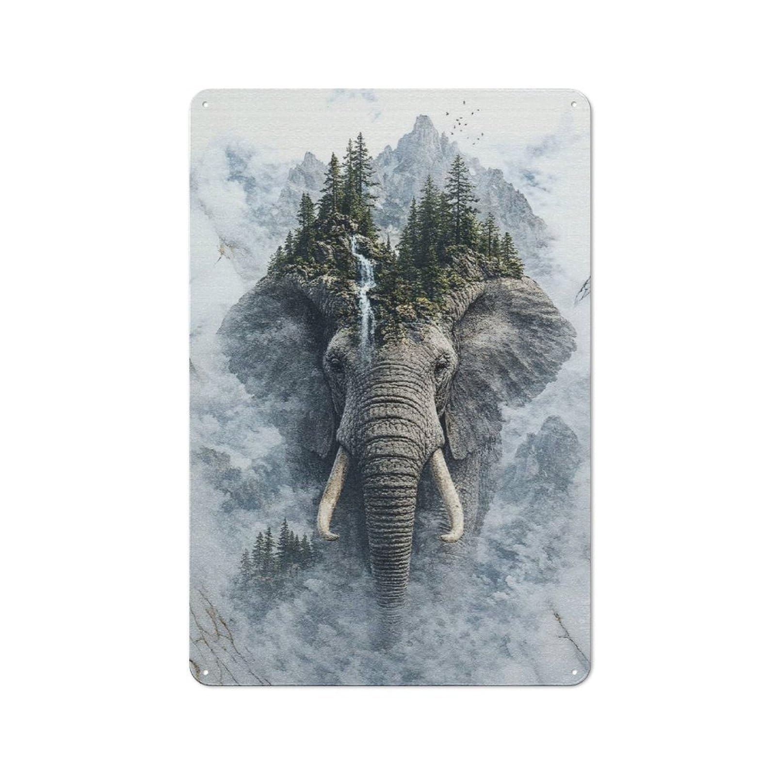 Junmoney Style-5 Tin Wall Plaque 30X20cm With The Majestic Sentinel Of The Forest Realm For Home Office Or Studio, For Metal Sign Collectors, For Garage And Workshop Walls