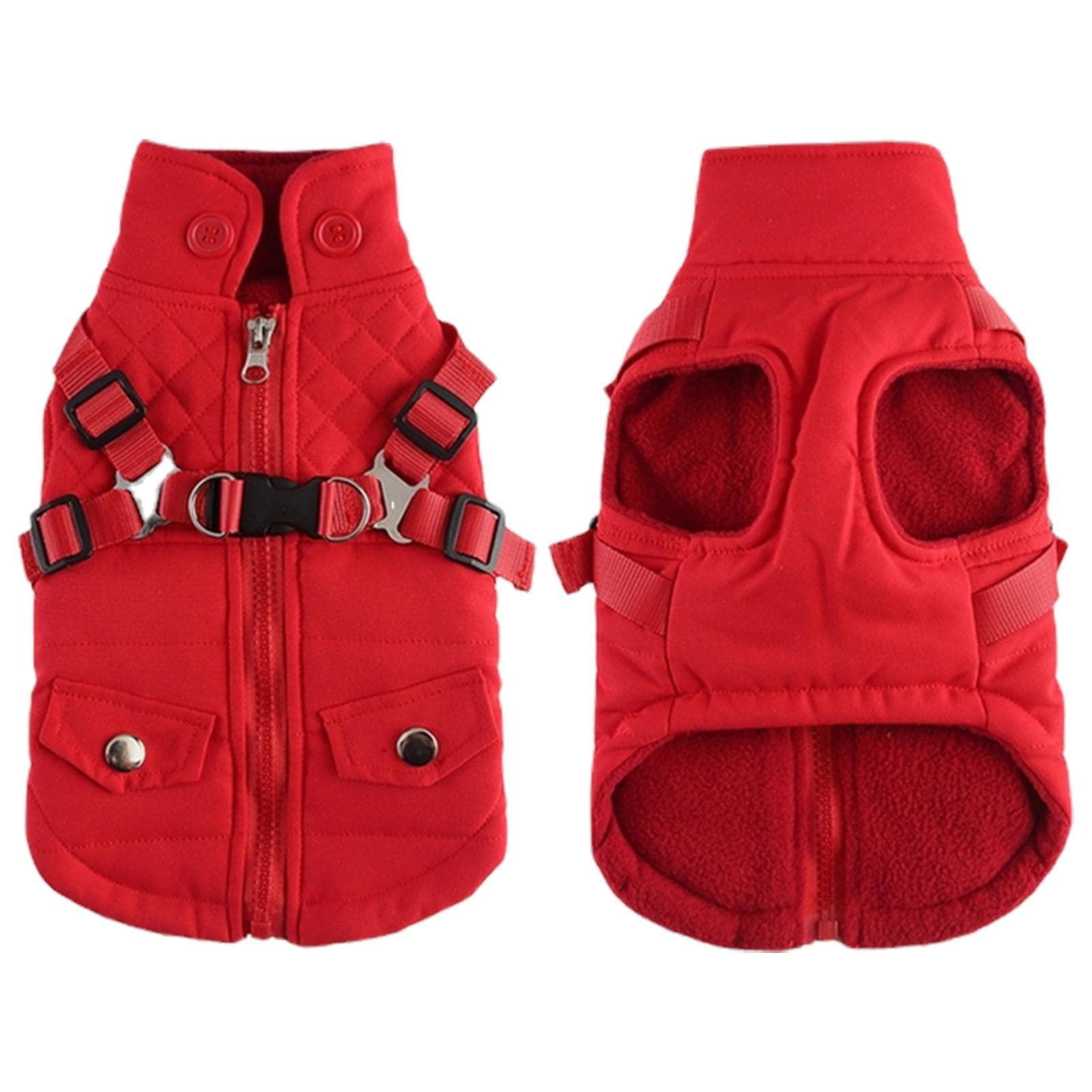 Padded Dog Jacket - Warm Dog Jacket with Zipper with Harness Winter Coat for Small Dog | Cold Weather Warm Coats with Zipper for Puppies,