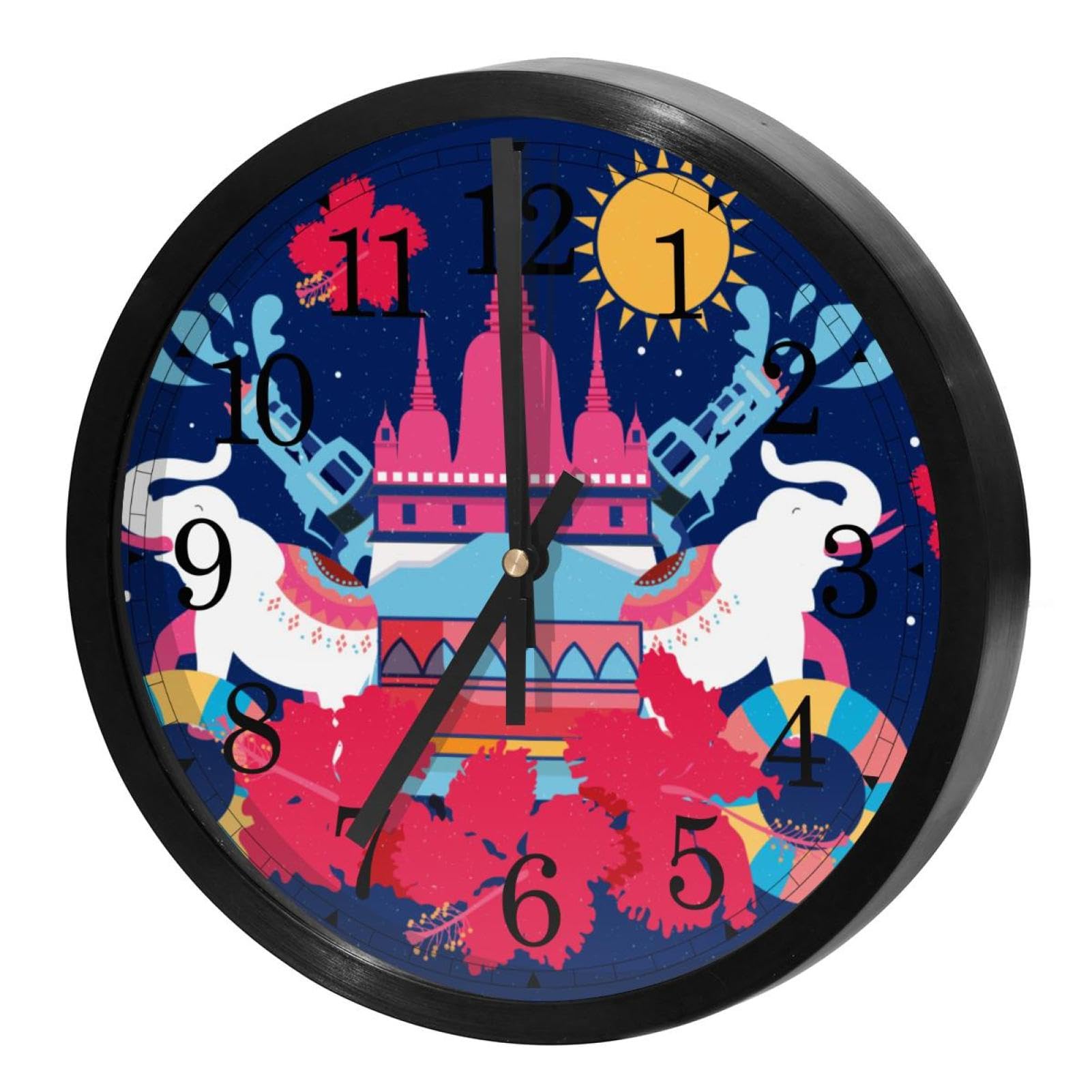 Horloge murale pour maison et cuisine au design festival thaïlandais Songkran