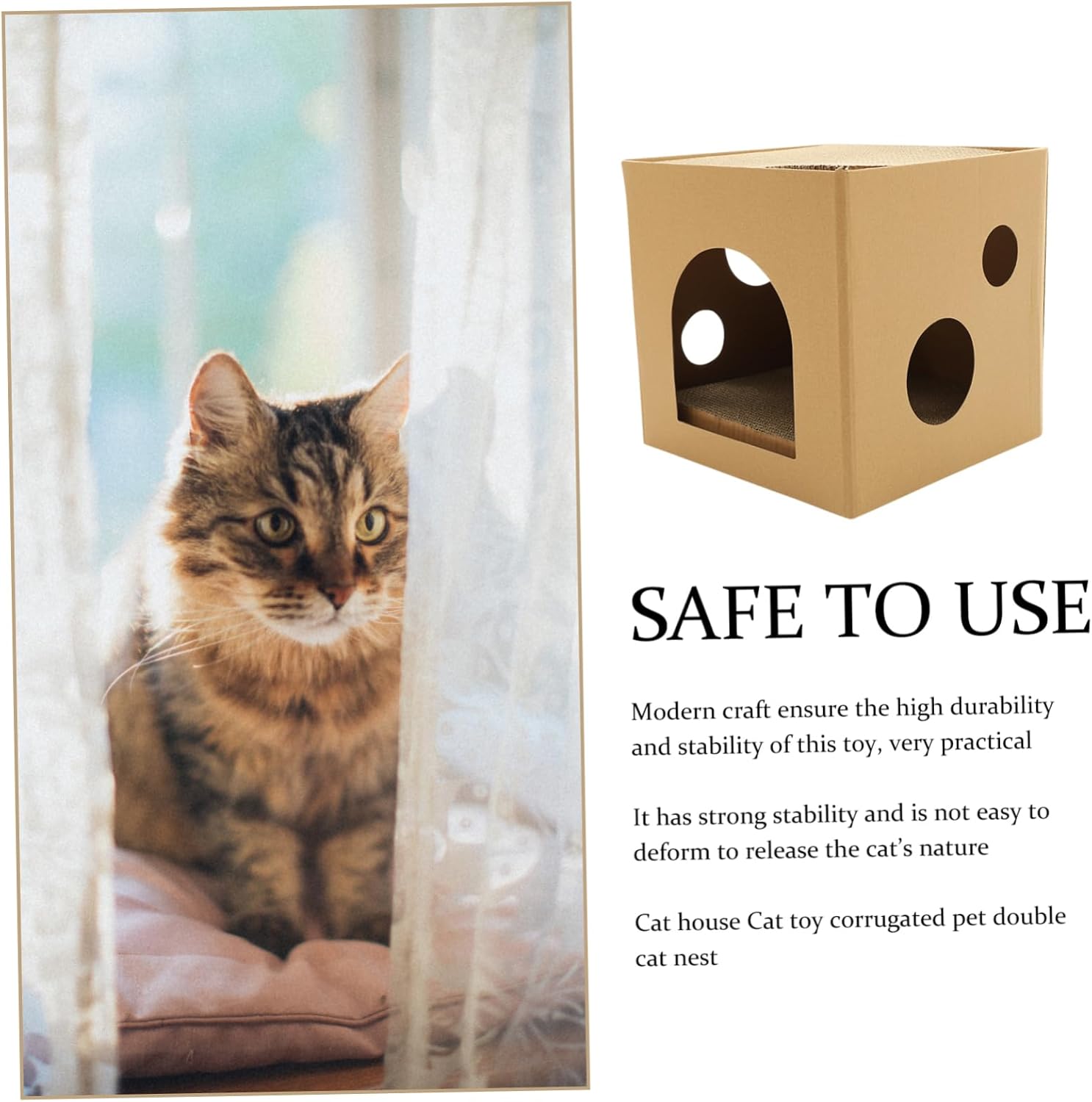 Double Cardboard Cat Scratcher House Lightweight Indoor Cat Playhouse for Scratching Climbing and Resting for Kittens and Outdoor Use