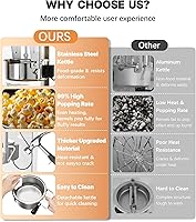 Vista 4 de 12 oz Upgraded Popcorn Machine Cart, Popcorn Maker Machine with Stainless-Steel Kettle Makes Up to 48 Cups, Movie Theater Pop Corn Machine with