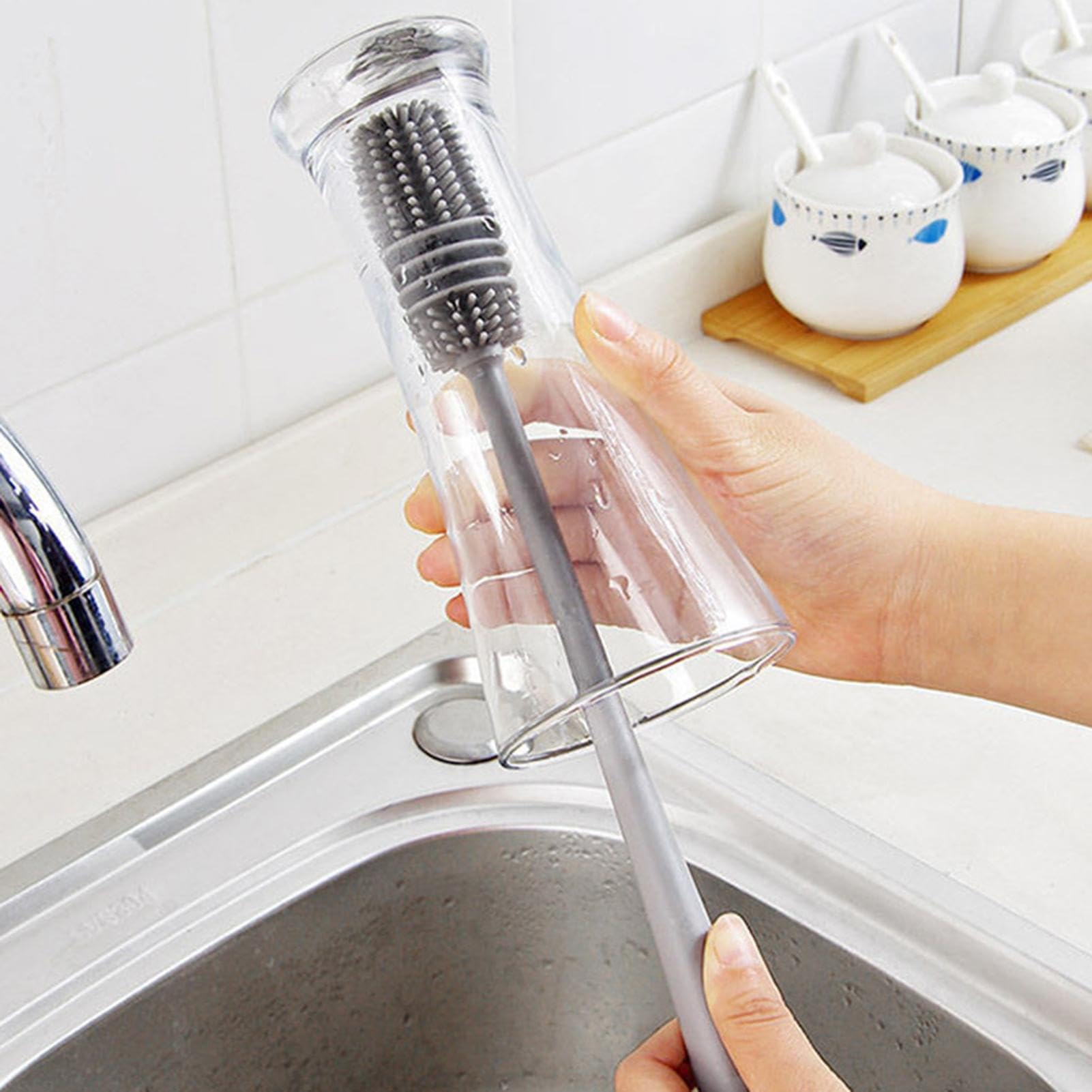 4 Spazzole Per Bottiglie In Silicone - Con Manico Lungo E Corto, Per Pulizia Biberon, Tazze E Vasetti - Foto 9