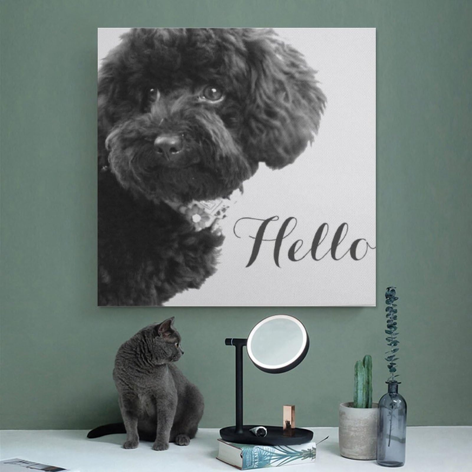Amazon.co.jp: かわいく小さい犬 子犬 トイプードル こんにちは 絵画