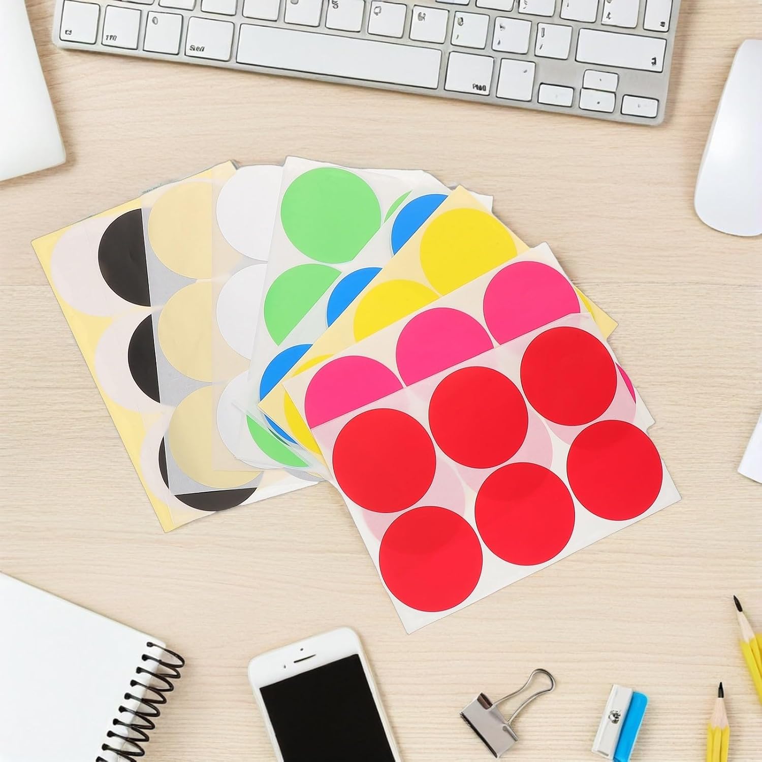 16 Sheets Colorful Round Dot Labels for Inventory Management