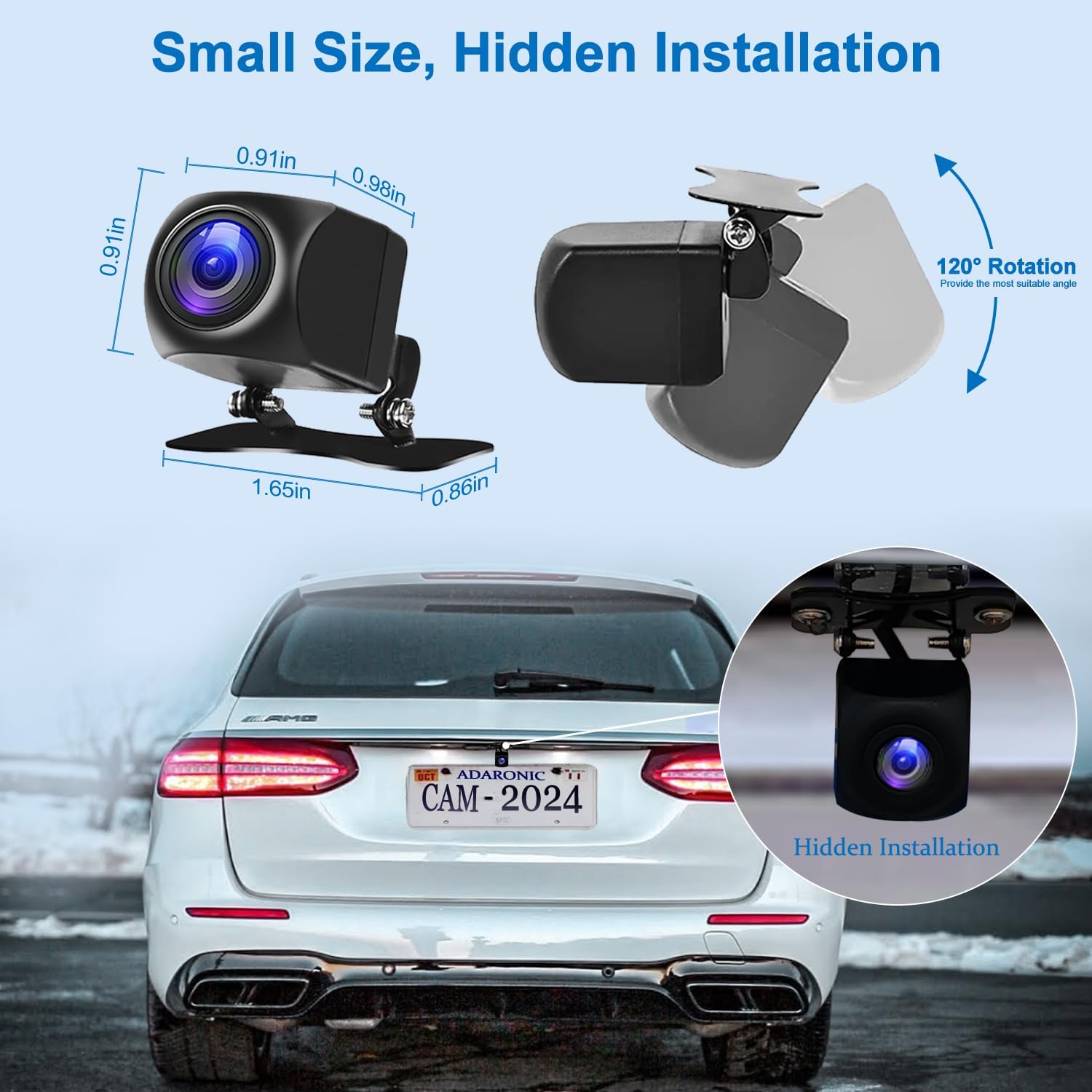 Small size and hidden installation of backup camera