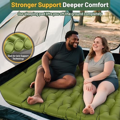 Miniatura 4 de Colchoneta de dormir para camping, almohadilla de dormir doble extra gruesa de 6 pulgadas con almohadas y bomba de pie integrada, colchoneta de