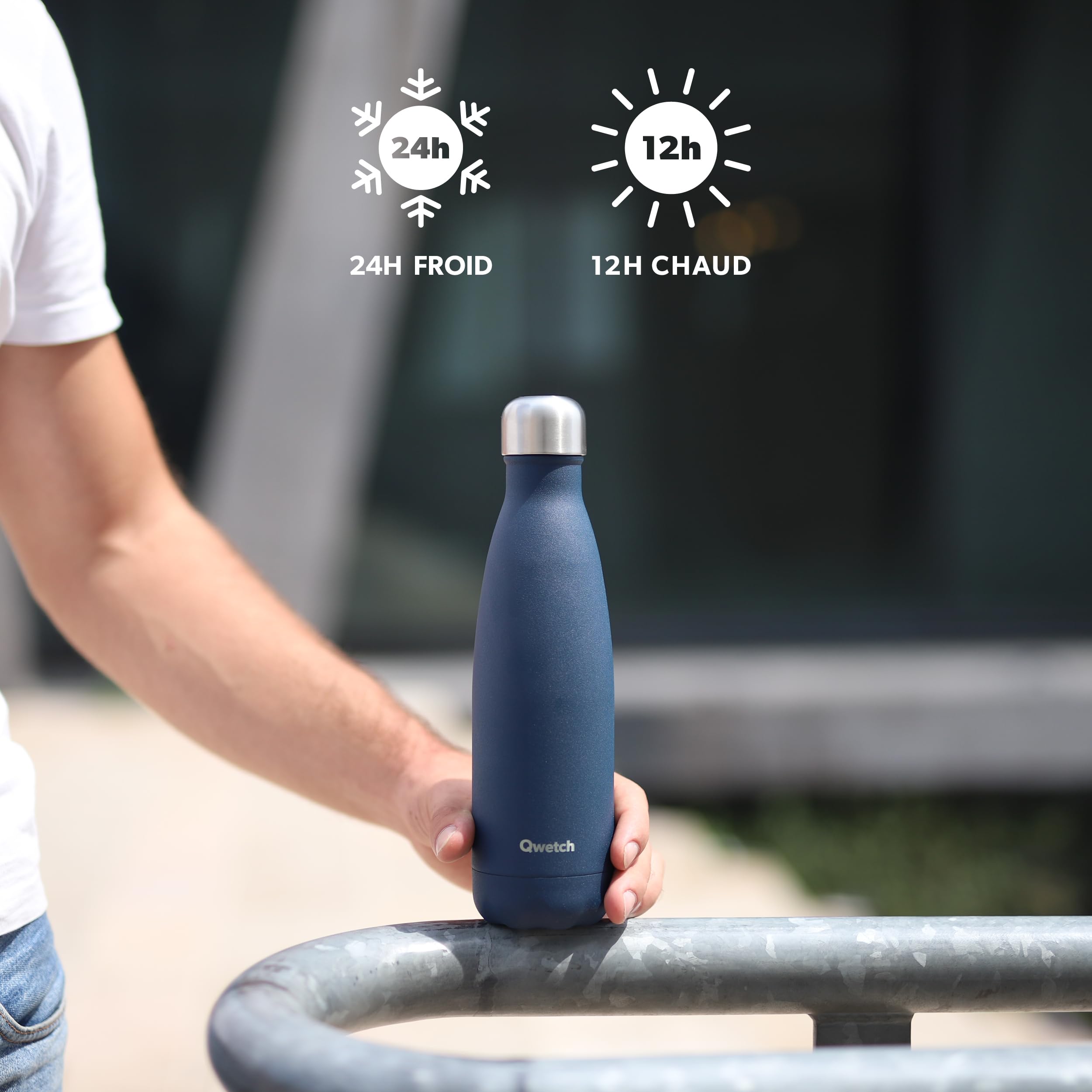 Qwetch - Bouteille Isotherme Originals Anémones 500ml - 24h Froid et 12h Chaud - Etanche & Réutilisable - Gourde inox isotherme pour Sport, Voyage, Bureau, Randonnée