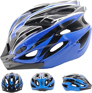 All-Purpose Bike Helmets Bicycle Helmet Cycling Helmet Lightweight Riding Bicycle Ultra-Portable Road Mountain Bike One-Piece 18 Ventilation Holes Male & Female Hat Adjustable Size (Blue)