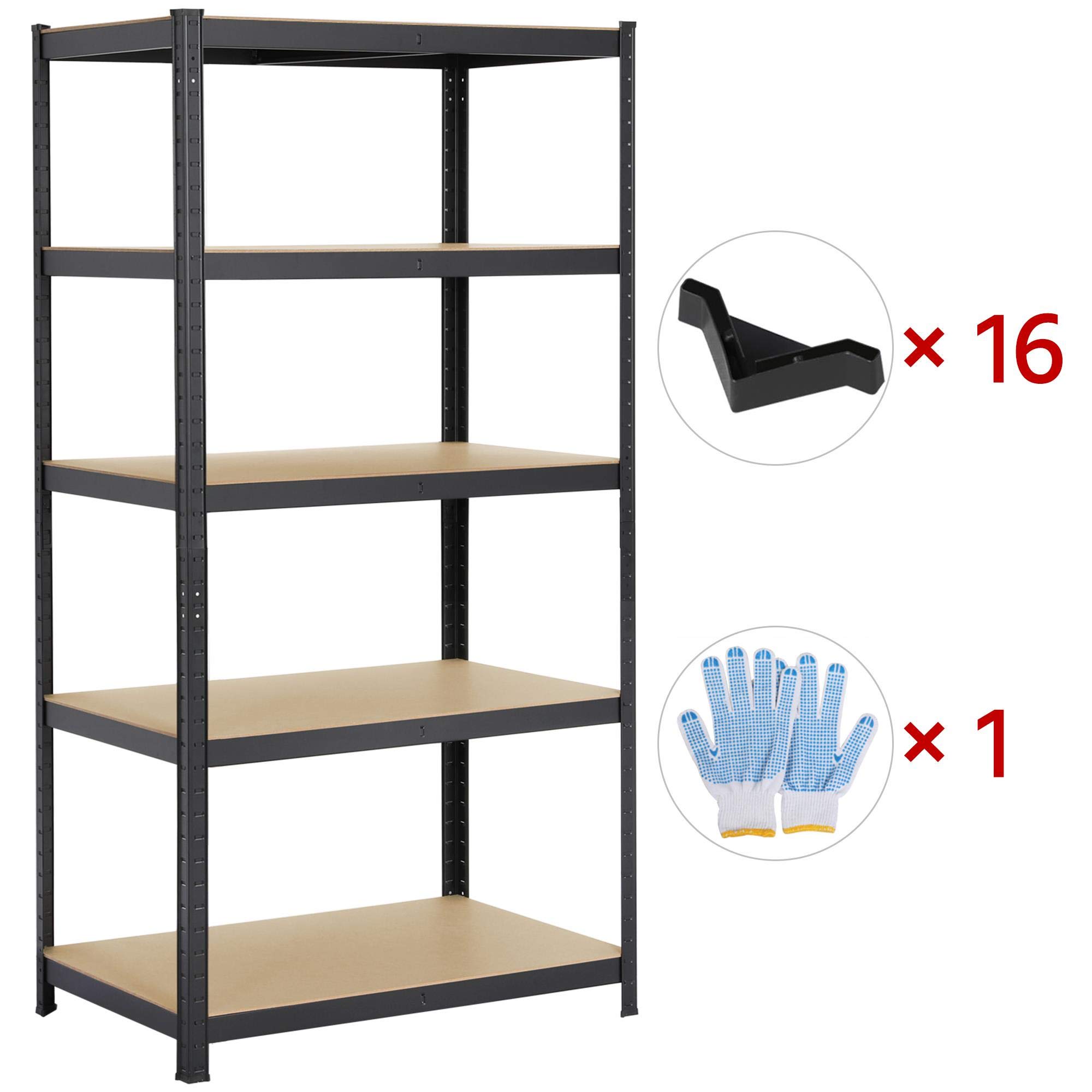 Yaheetech 180 x 90 x 60 cm Étagères Charge Lourde Clipsable Résistant Capacité 875 kg Meuble de Rangement Garage Cuisine Chambre Noir 180 x 270 x 60 cm