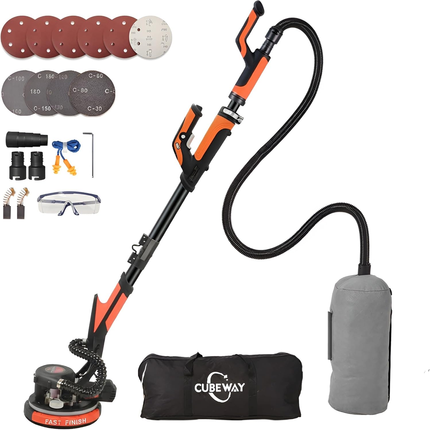 Electric Drywall Sander with Vacuum Dust Collection, 780W Powerful 7-Speed Popcorn Ceiling Removal Tool with LED Light for Dust-Free Sanding on Walls, Ceilings, Floors