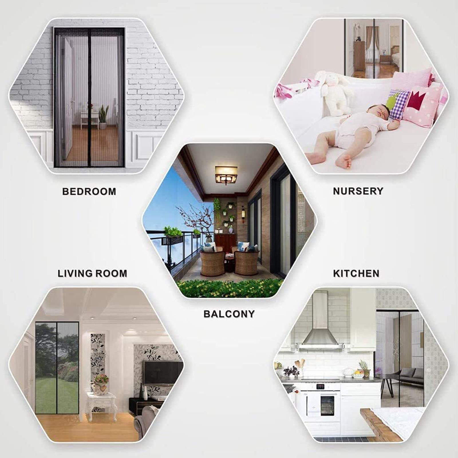 Mosquitera Magnética Para Puertas Cortina Para, Mosquitera Magnética Automático para Puertas Cortina de Sala de Estar la Puerta del Balcón Puerta Corredera Patio, Se puede instalar sin taladrar