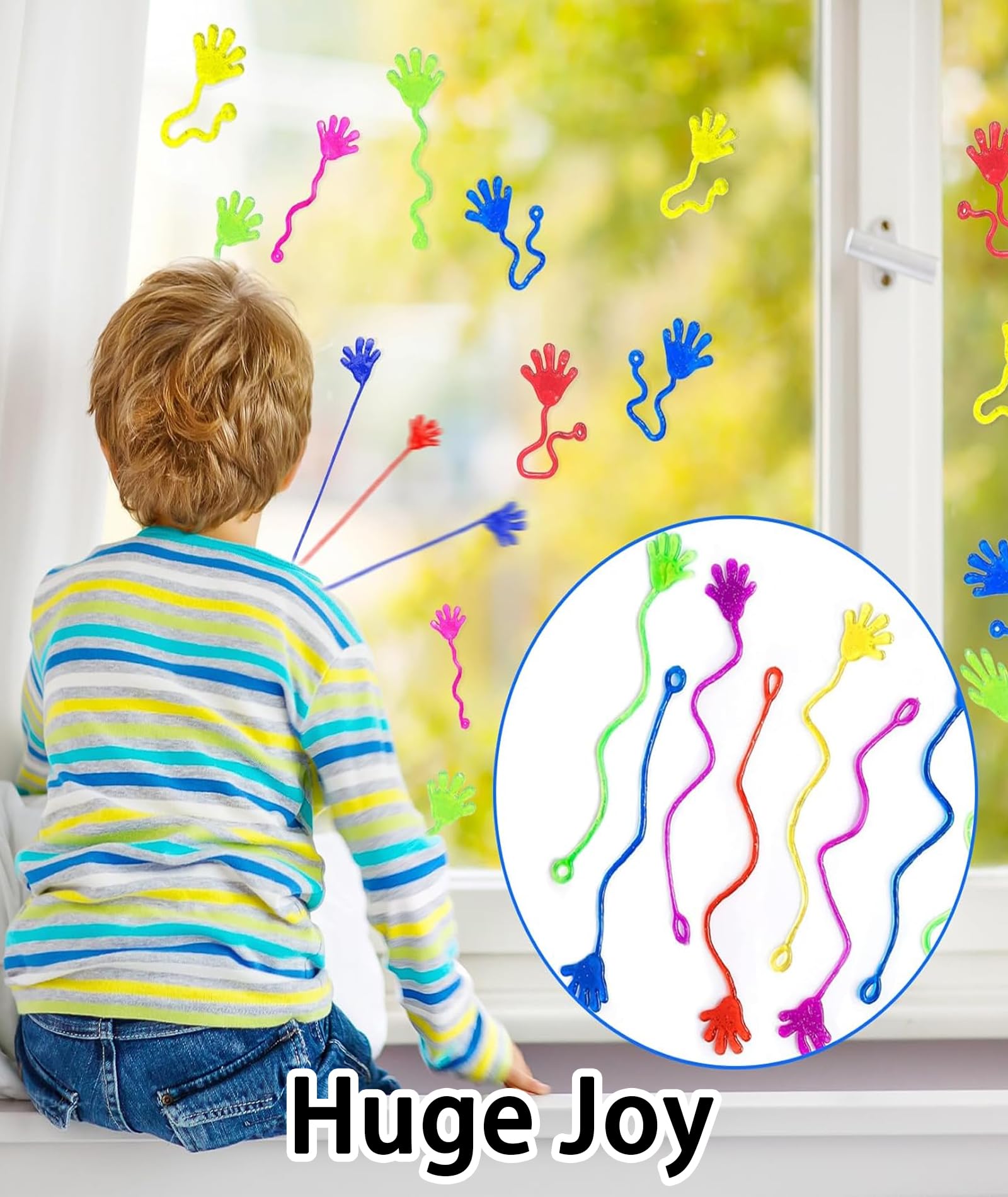 BdelrinQue 50pcs Sticky Hands for Kids, Sticky Hand Toy, Stretchy and Colorful Sticky Toys, Fun Party Favors for Birthday Parties and Classroom Rewards 3