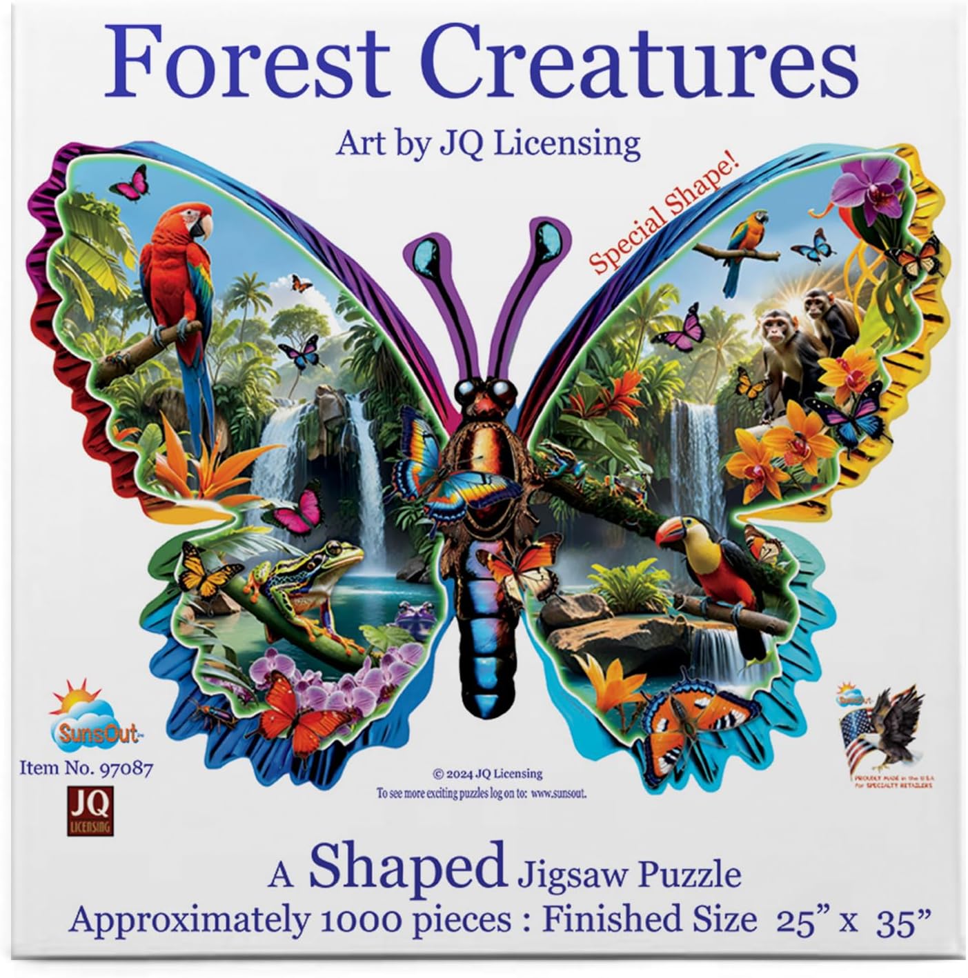SUNSOUT INC - Forest Creatures - 1000 pc Shaped Jigsaw Puzzle by Artist: JQ Licensing - Finished Size 25.5" x 35.5" - MPN# 97087