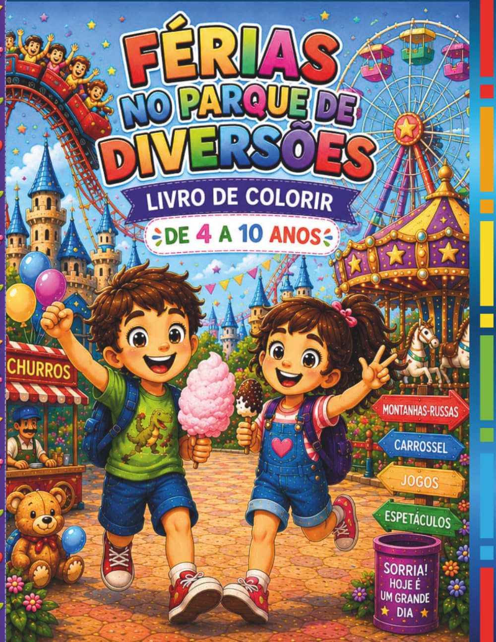 Férias no Parque de Diversões: livro para colorir