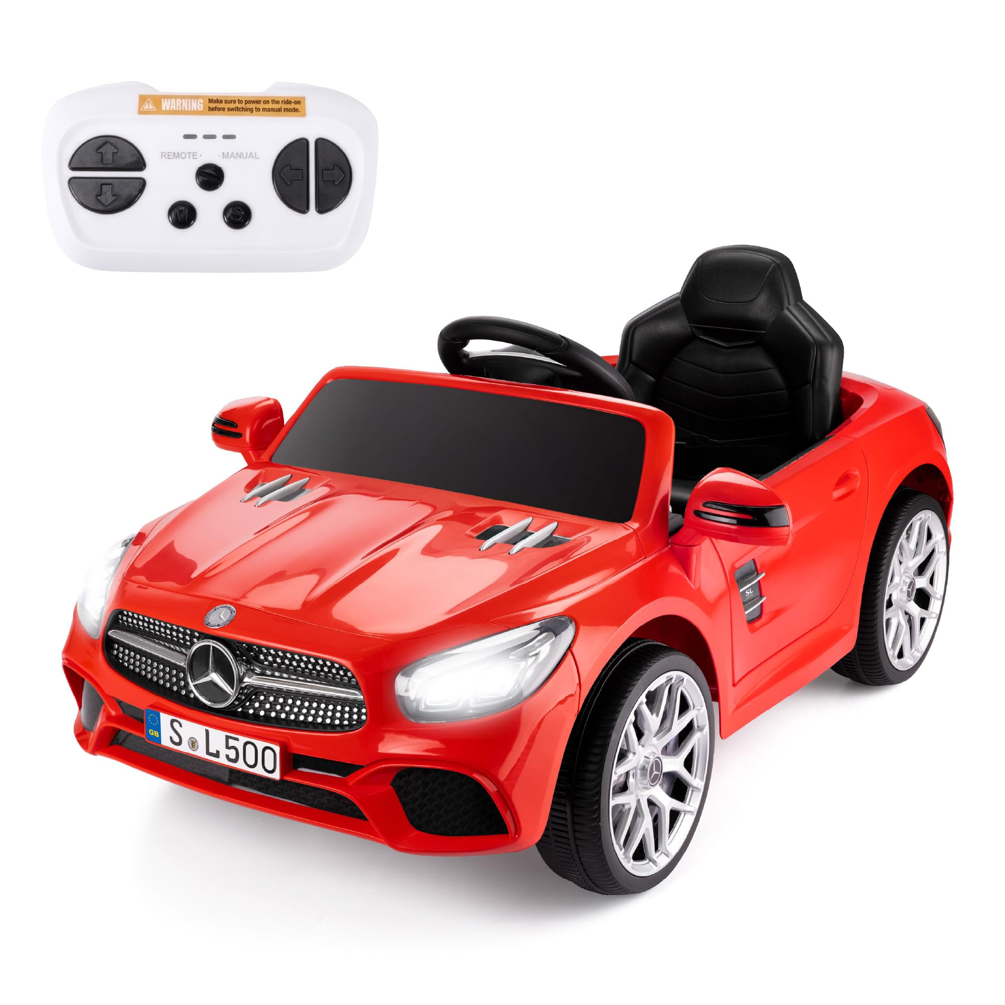 Xootz Mercedes- Benz SL 6v Ride On Car for Kids, Licensed Electric Car with Remote Control, Working Headlights and Opening Doors for Ages 3+ Red