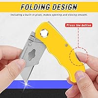 Vista 3 de 4 Pack Folding Utility Knife with Extra 10Pcs Blades, Box Cutters for Home, Office, Warehouse, Durable Razor Knife, Box Knife, Box Opener, Small Box