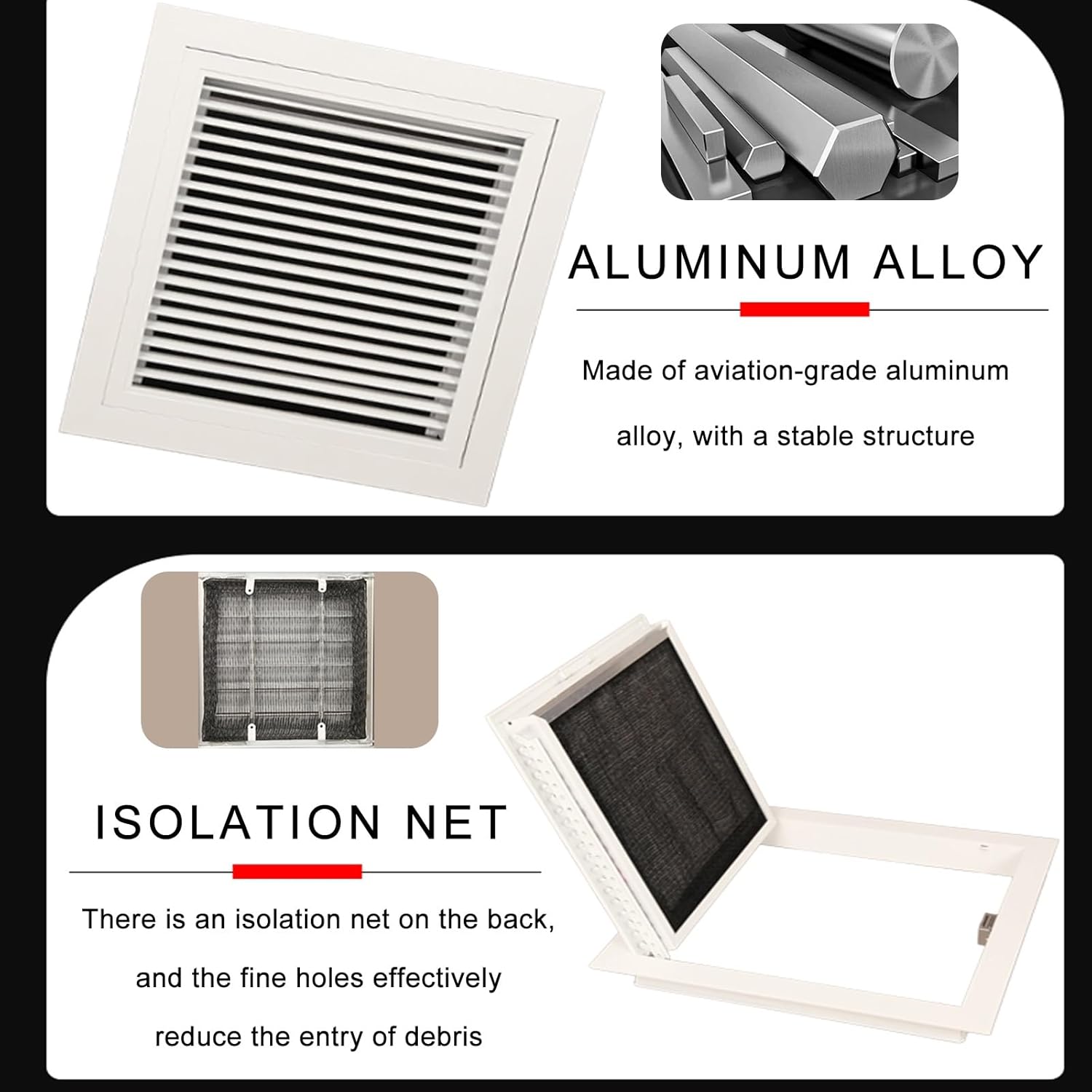 Ceiling Access Panel for Drywall Shutter with Vent,Concealed Plumbing Cables Access Doors,Aluminium Frame Inspection Hole Cover Decorative Plate for Plumbing Heating,Easy to Install