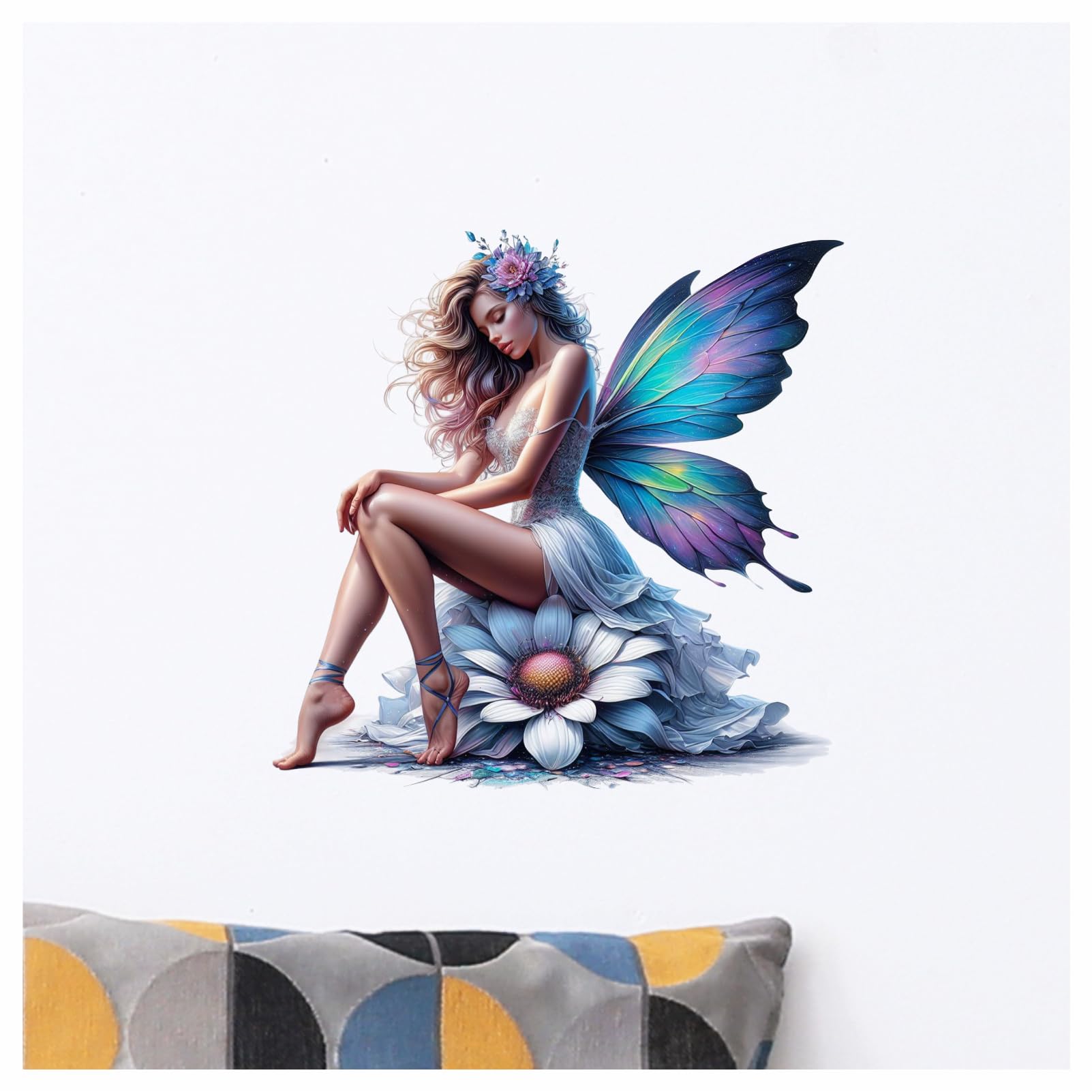x4 Fairy Flower Vinyl Stickers Cover Marks Non Transparent Waterproof Floral Art Decals 1@ 20cm Tall Ideal for Toilets or car. 3@ 7cm Tall Ideal for Phone case Cups & Wine Glass (Fairy Violet) - Image 4