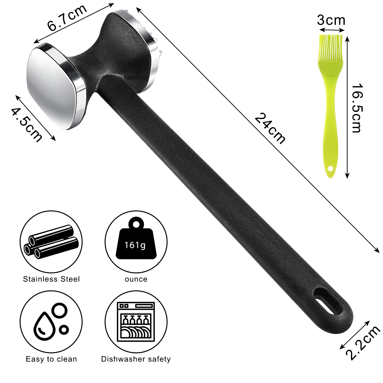 Batticarne In Lega Di Zinco - Doppia Faccia Per Ammorbidire Carne, Con Manico Morbido - Foto 3