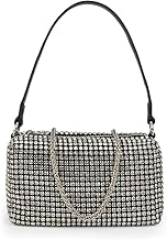 Globus Women Silver Embellished Party Handheld Bag With Detachable Strap