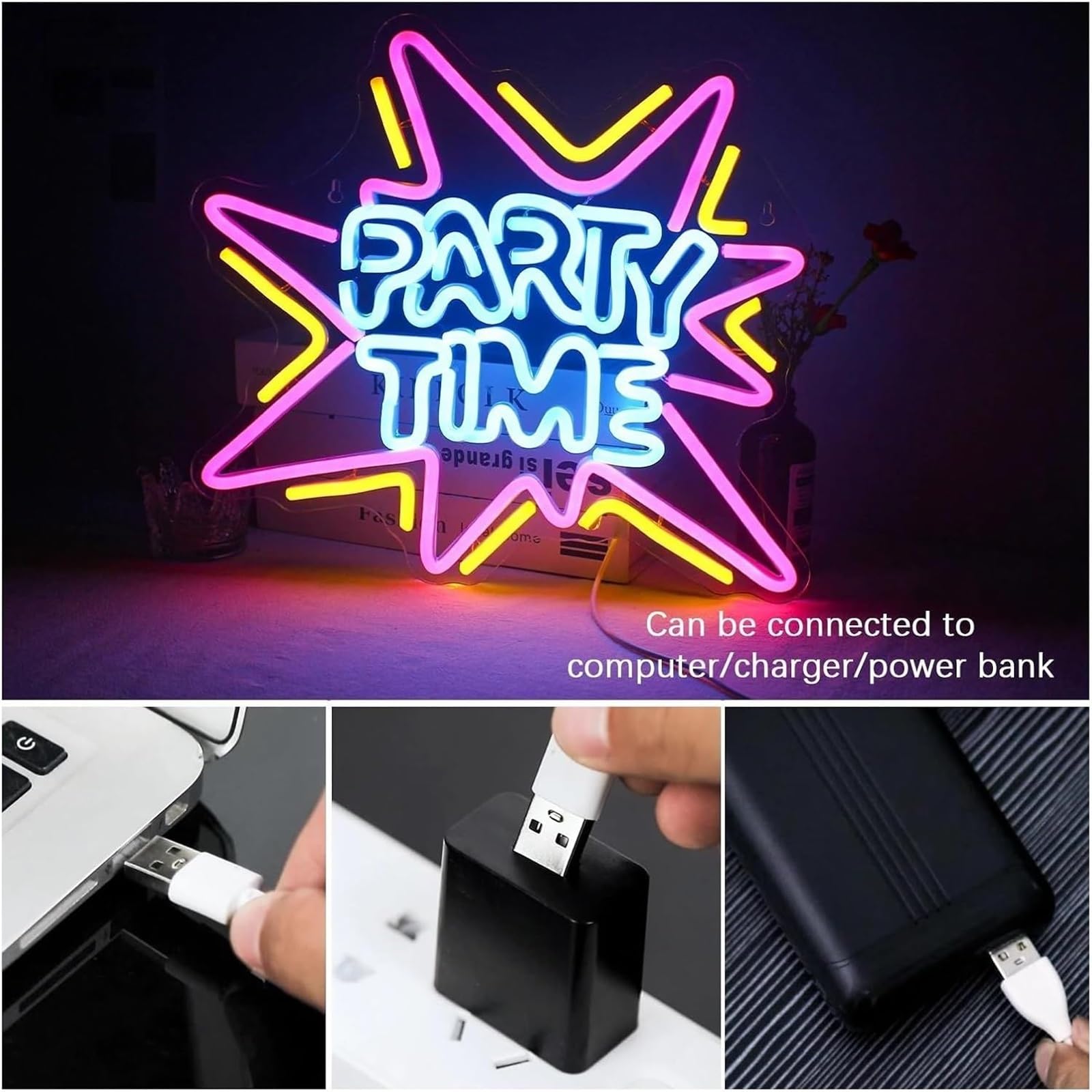 Luz de neón Letras coloridas para iluminación interior, fiestas, letreros de neón para cumpleaños y bodas