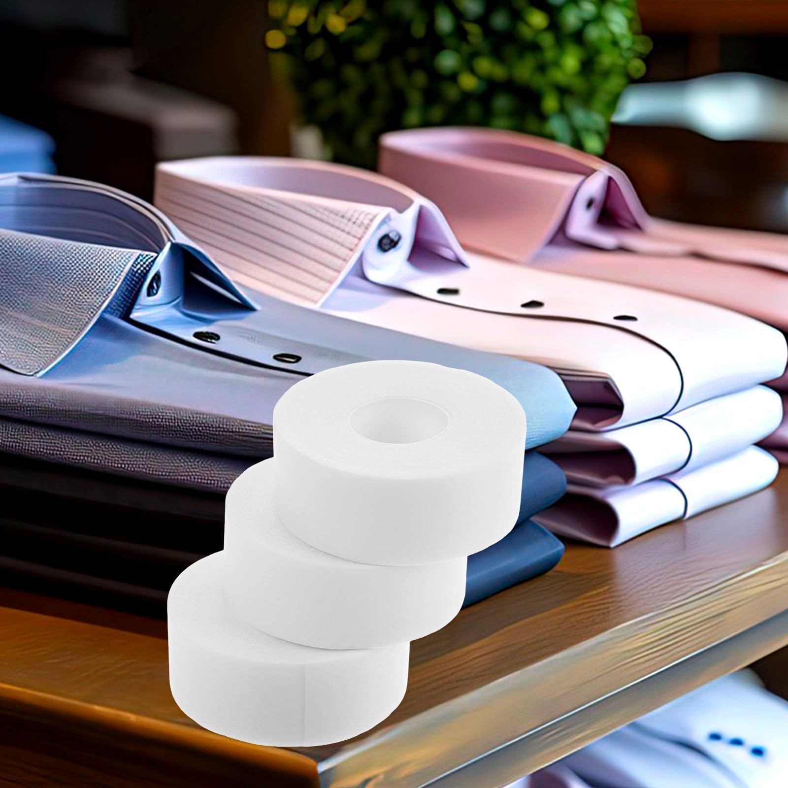 Mikinona Protège-Col Autocollant Blanc 3 Pièces 2,5 CM X 800 CM, Doublures de Col Découpables Anti-Transpiration et Anti-Taches pour Chemises Habillées, Protection Invisible Adaptée à