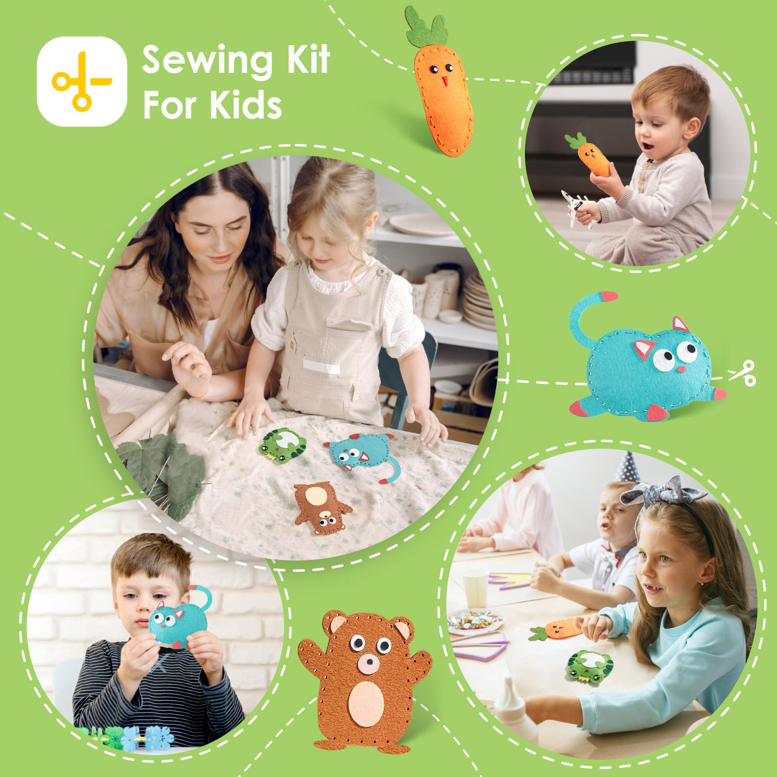 LTMMC First Sewing Kit for Kids, 6pcs Cute Animal Felt Sewing Kit, Childrens Sewing Kits for Beginners, DIY Sewing Craft Kits for Kids — view 7