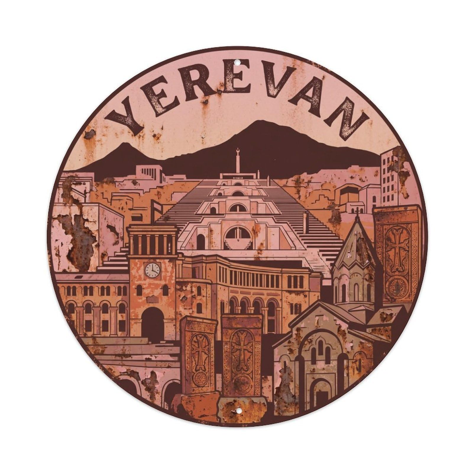 Retro Travel Armenia Yerevan Metal Tin Sign