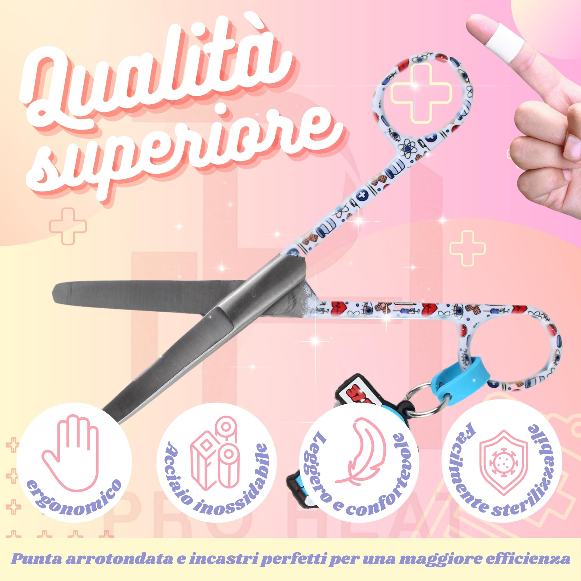 Ph Pro Heat Forbici Infermiere - Forbice Infermiere Professionale Dritte per Bendaggio - Accessori Infermieristica.