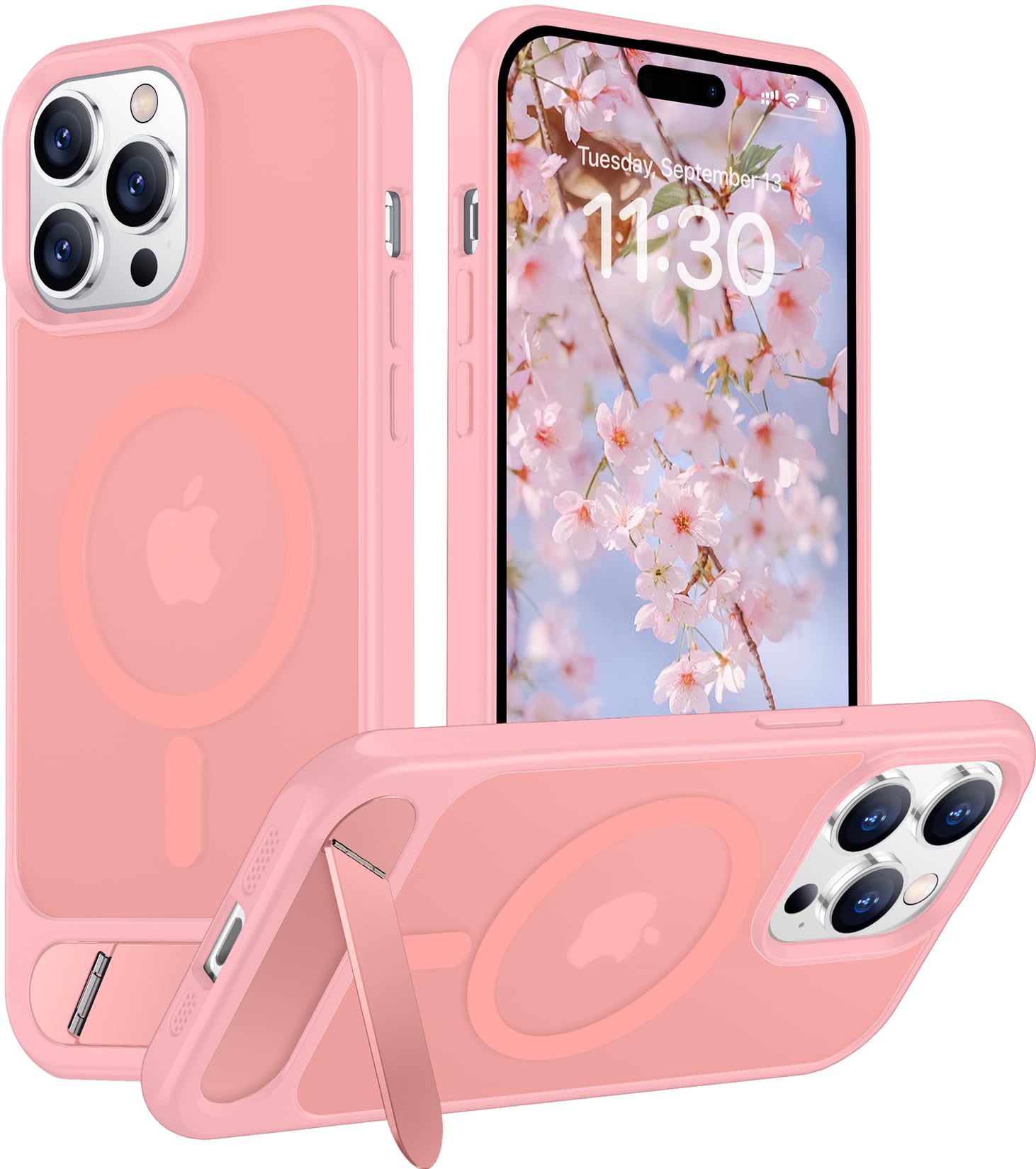 Temdan Magnetic Compatible with iPhone 14 Pro Case, [Built-in Invisible Kickstand][Compatible with MagSafe] [Military Grade Shockproof] Slim Translucent Matte Phone Case for iPhone 14 Pro 6.1"