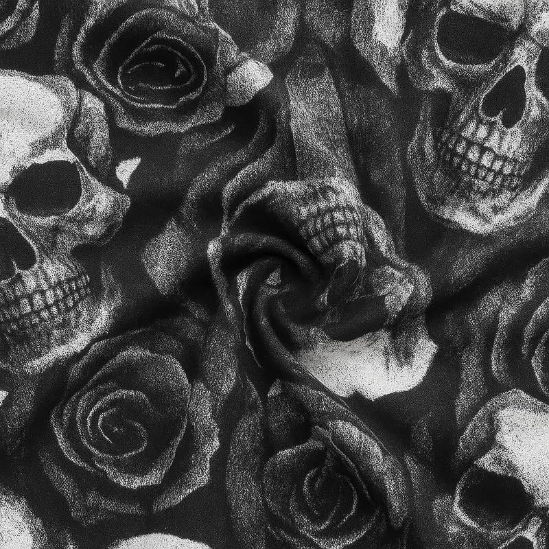 Prime fashions - New Viscose Fabric Material Dancewear, Decoration(Rose Skull, 3 Meter)