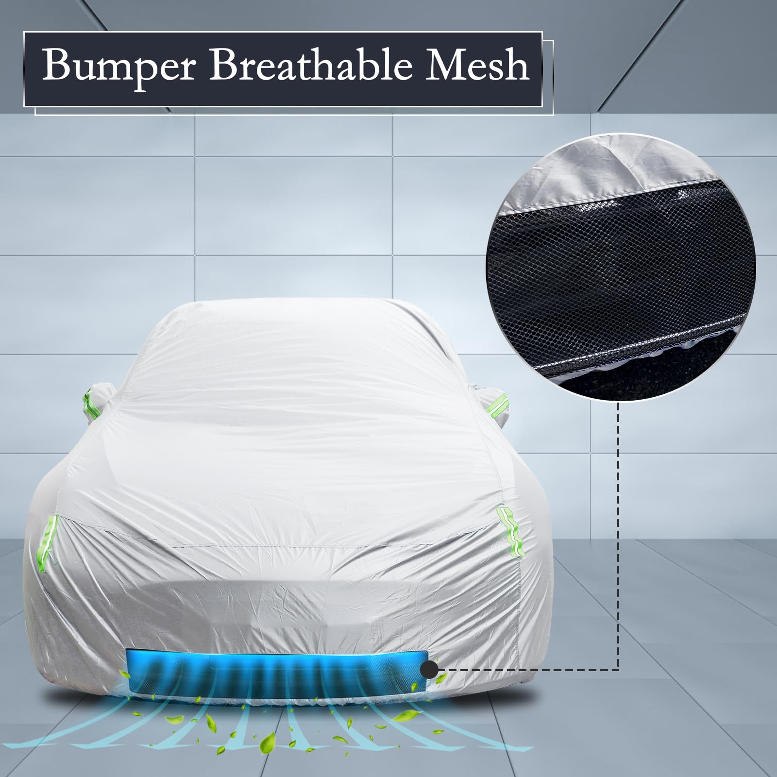 Migaven 6 Layers Car Cover Custom Fit for Tesla Model Y Car Cover 2020-2023 Waterproof Full Exterior Cover Rain Snow Protection with Charging Port Door Zipper Ventilated Mesh