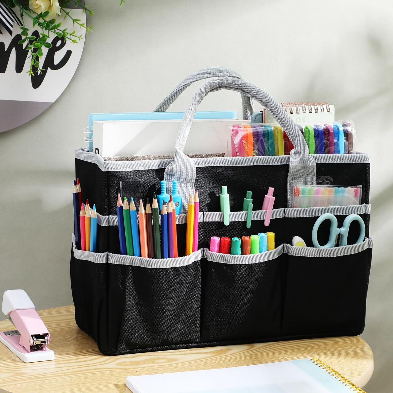 Operitacx Waterproof Tote Organizer Bag with Multifunctional Compartments for Handbag Storage - Compact Lightweight for Travel Office and Daily Use 13.38X8.66X5.70In