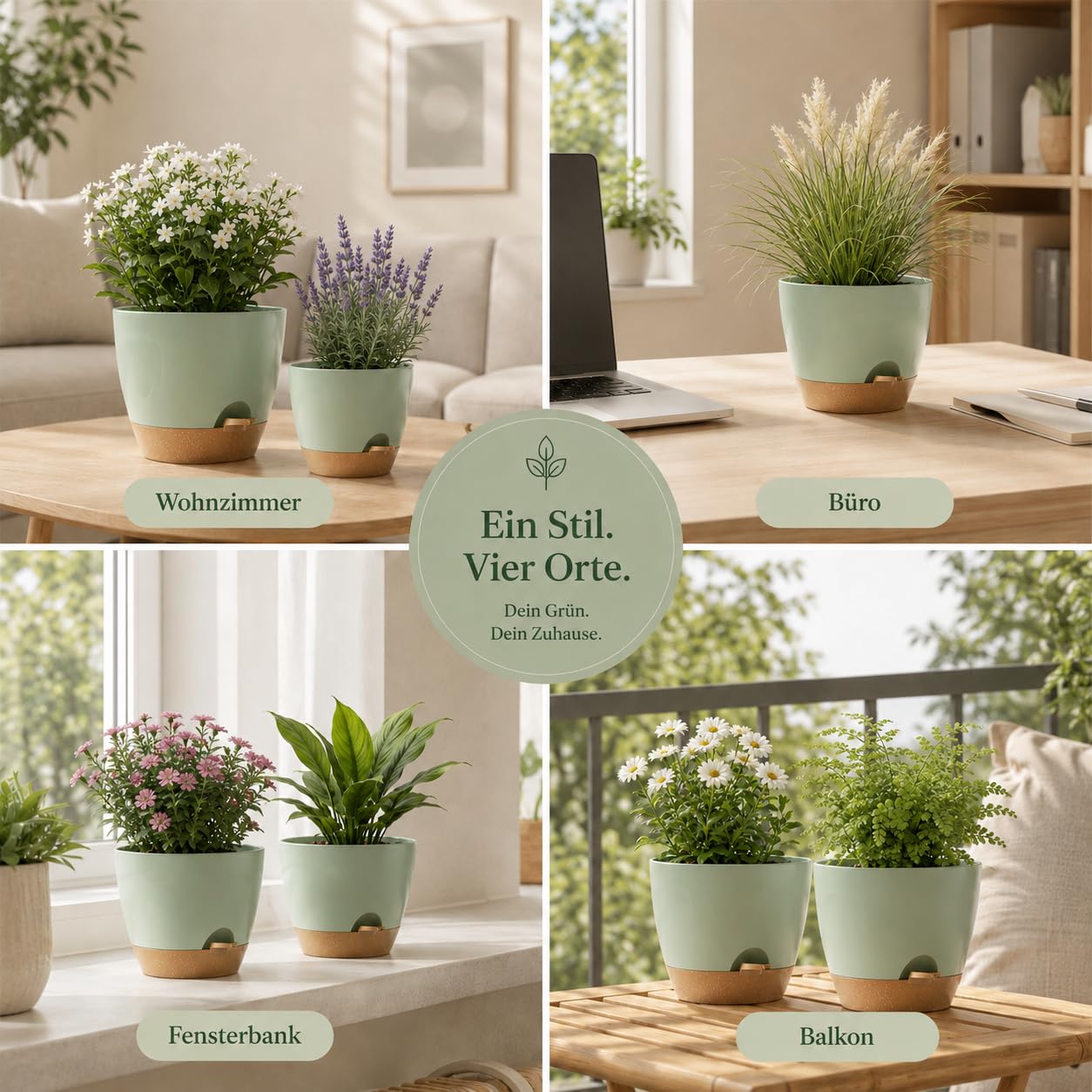Lot de 10 pots de fleurs auto-arrosants, 5 tailles chacun