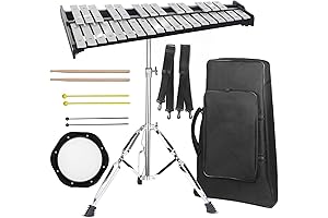 Professional 32 Note Glockenspiel Xylophone Vibraphone Set with Adjustable Stand