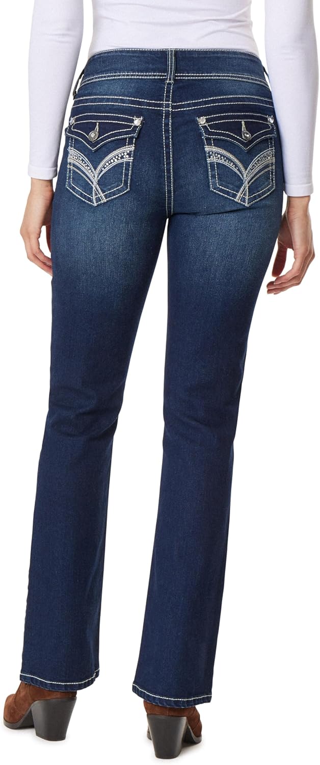 WallFlower Womens Luscious Curvy Bootcut Mid-Rise Bling Insta Stretch Juniors Jeans (Standard and Plus)