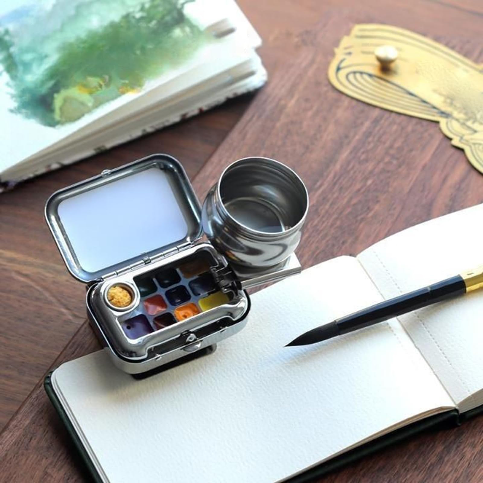 Palette De pour Aquarelle Plateau d'Aquarelle Vide à 10 Cases avec Clip