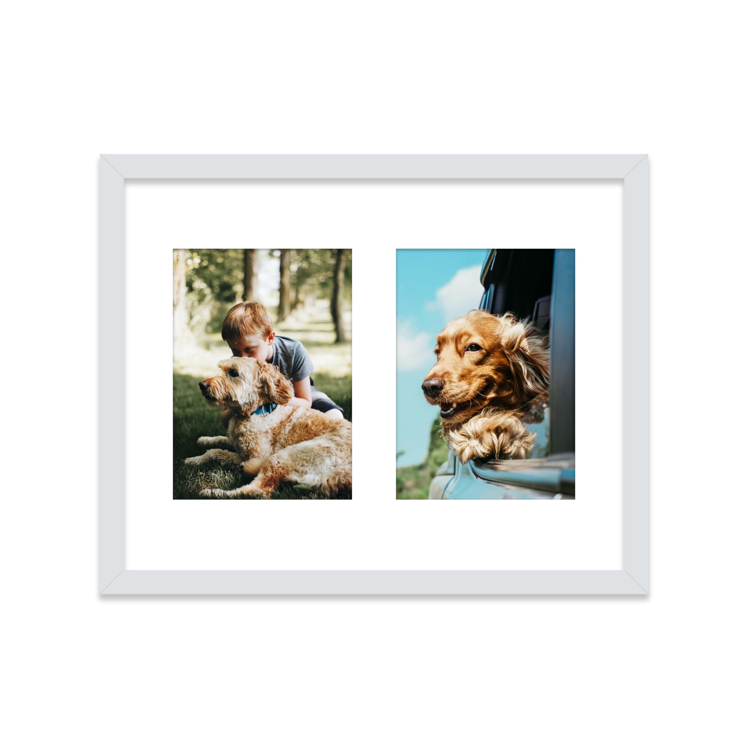 14x11 Inch 2 Opening Photo Collage Frame, Display Two 7x5 Inch Photos, Multi Aperture Family Picture Frame, Light Grey — image 1