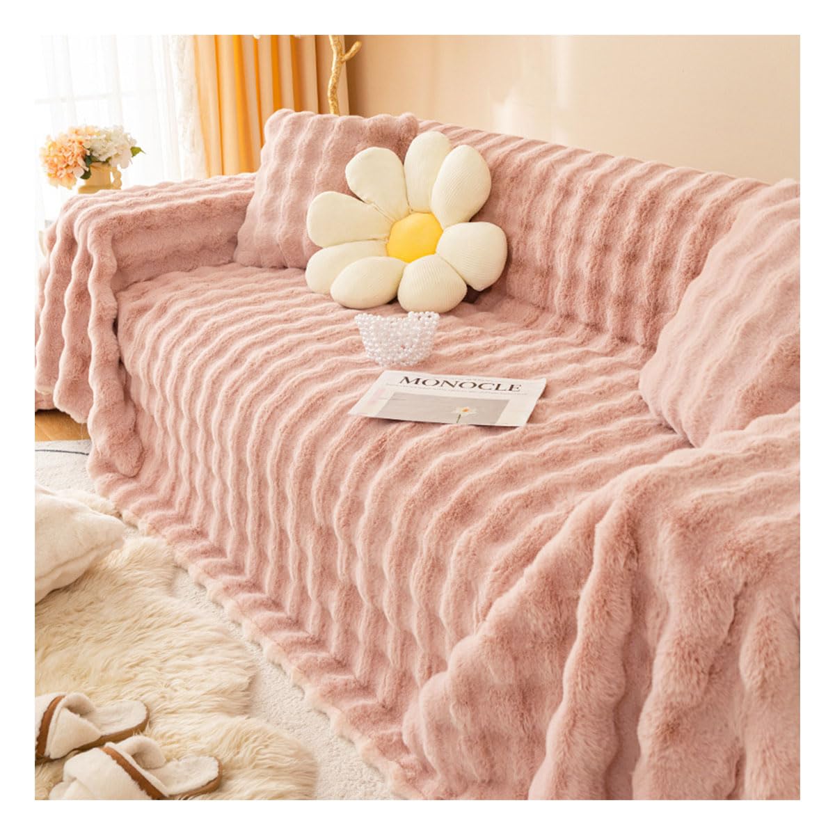 YYDSWTW Sofa Throws Large Woven Throw Blanket for Settees Couch Bed And Armchair Decorative Multi-functional Cover 3 Seater Chair Fringe Blankets 70''*51'' pink